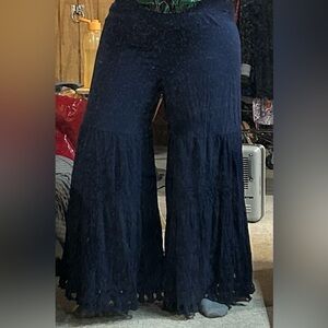 Johnny Was Navy Blue Flare Pants